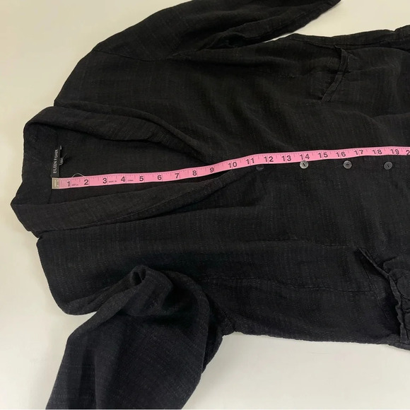 Eileen Fisher Jacket Womens Size Large Black Button Front Linen Button Front - Picture 9 of 10